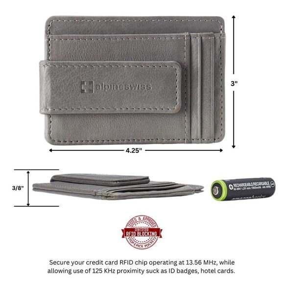 Alpine Swiss Mens RFID Safe Magnetic Money Clip Wallet Slim Front Pocket Wallet - Picture 3 of 7